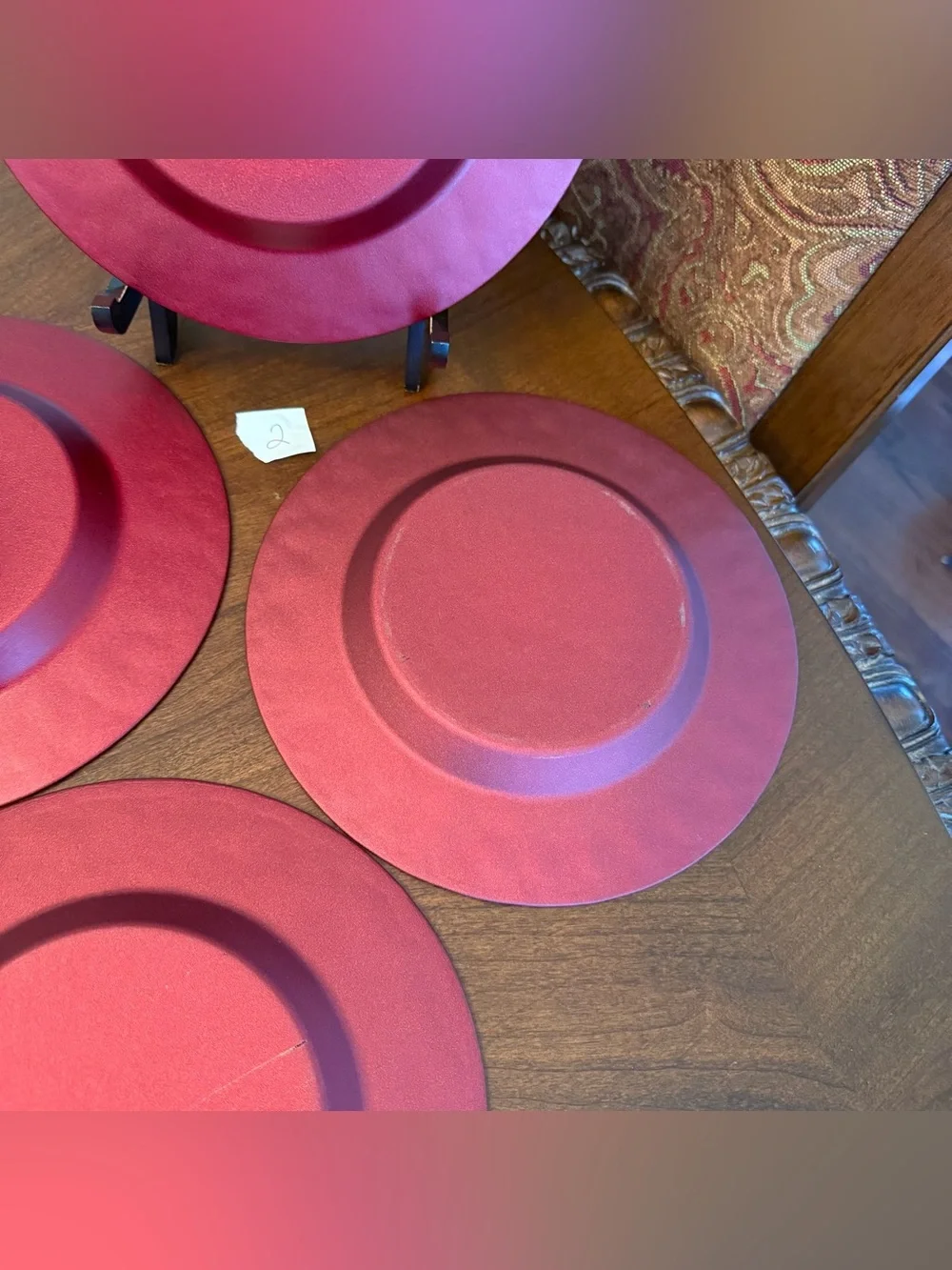 Set of 4 Vintage Pier 1 Imports Ruby Red 8.25” Glass Salad / Dessert Plates - #2